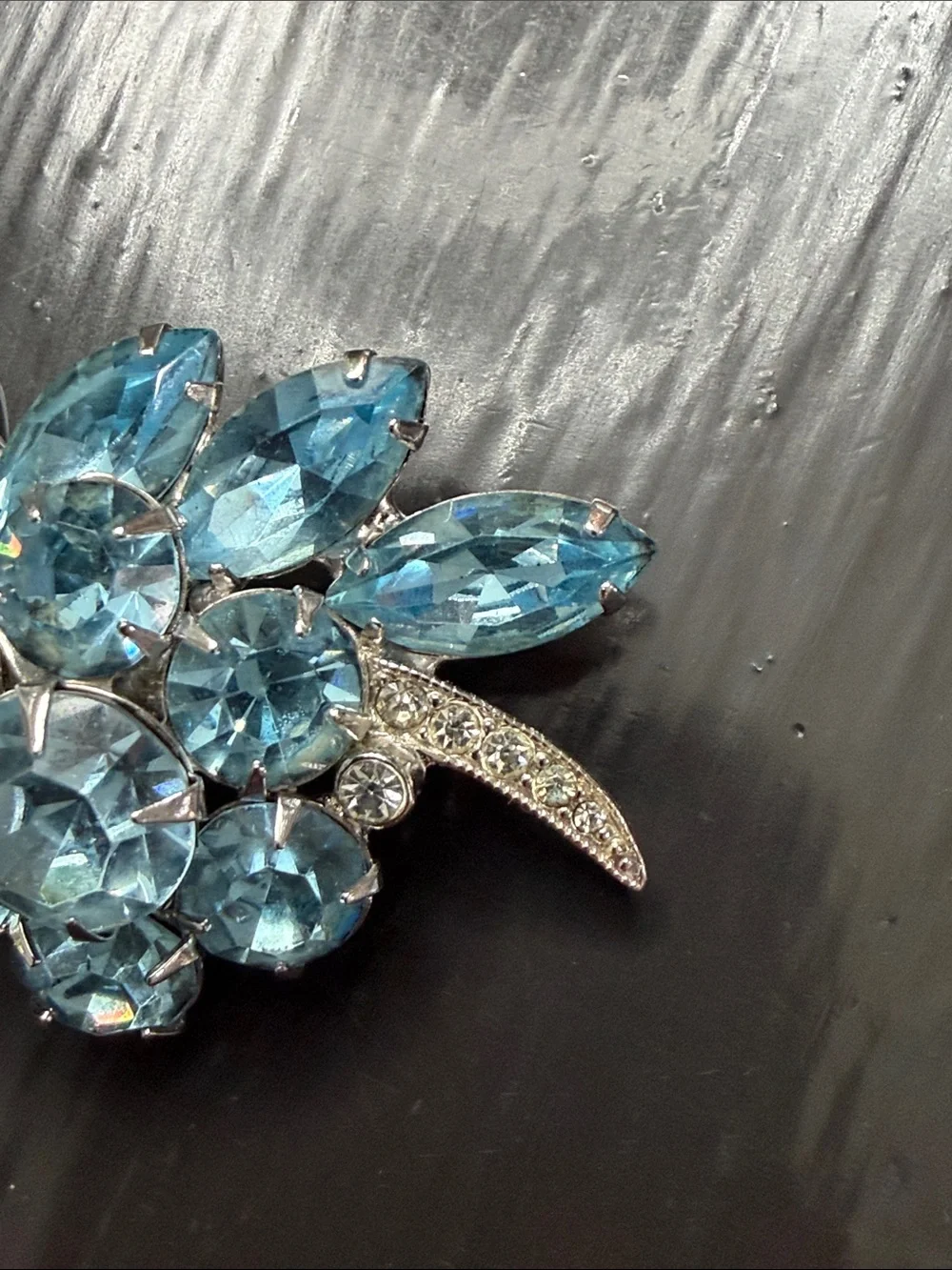 Eisenberg Ice Blue Crystal Floral Brooch